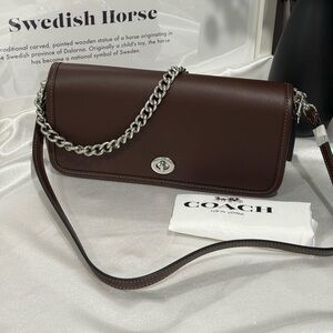 Coach Dinky Shoulder Bag Leather Silver/Maple 2 Straps CW641NWT